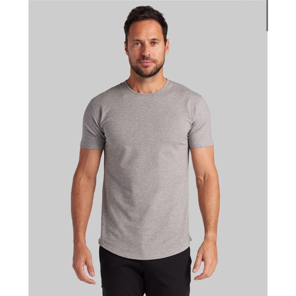 BYLT Men Large Drop Cut Tee Grey Short Sleeve Curved Hem T-Shirt Athleisure